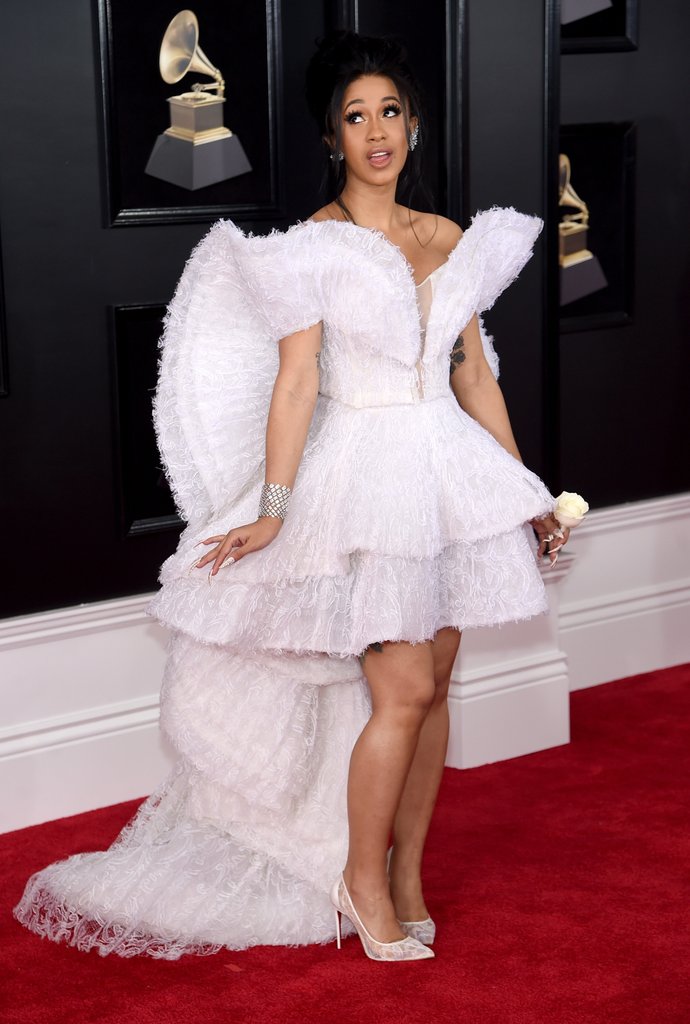 Cardi B Actually Wore An Angelic Dress At The Grammy Awards FPN