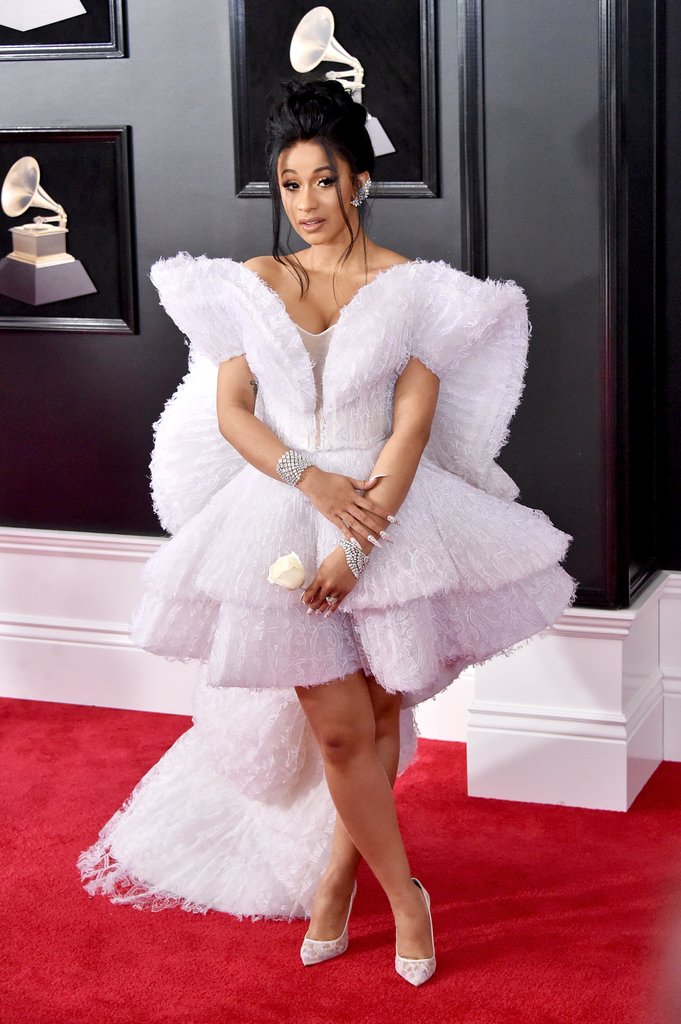Cardi B Actually Wore An Angelic Dress At The Grammy Awards FPN