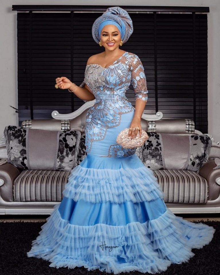 mercy aigbe chiffon gown