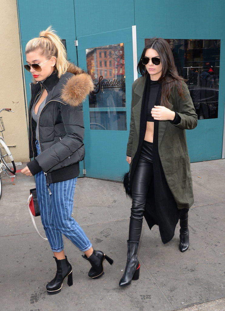 Hailey-Baldwin-carrying-Fendi-bag-Kendall-Jenner-wearing-Road