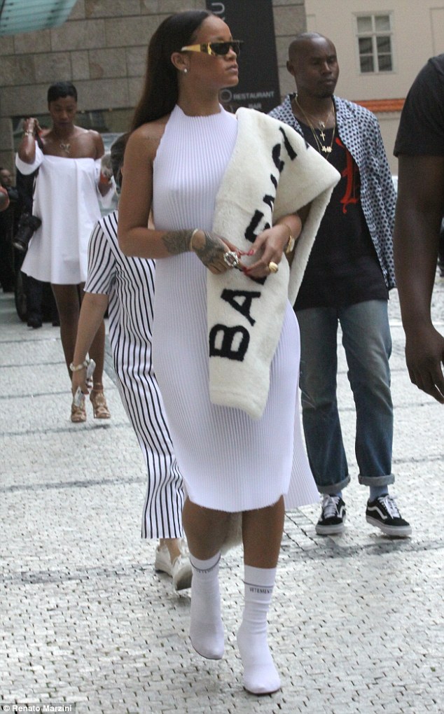 Rihanna-White-Dress-Vetements-Sock-Boots-FashionPoliceNigeria-1