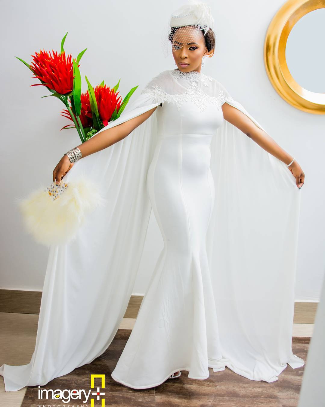 African wedding outlet dress with cape