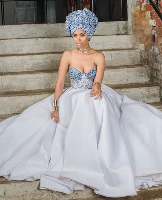 Unconventional wedding dress with African prints