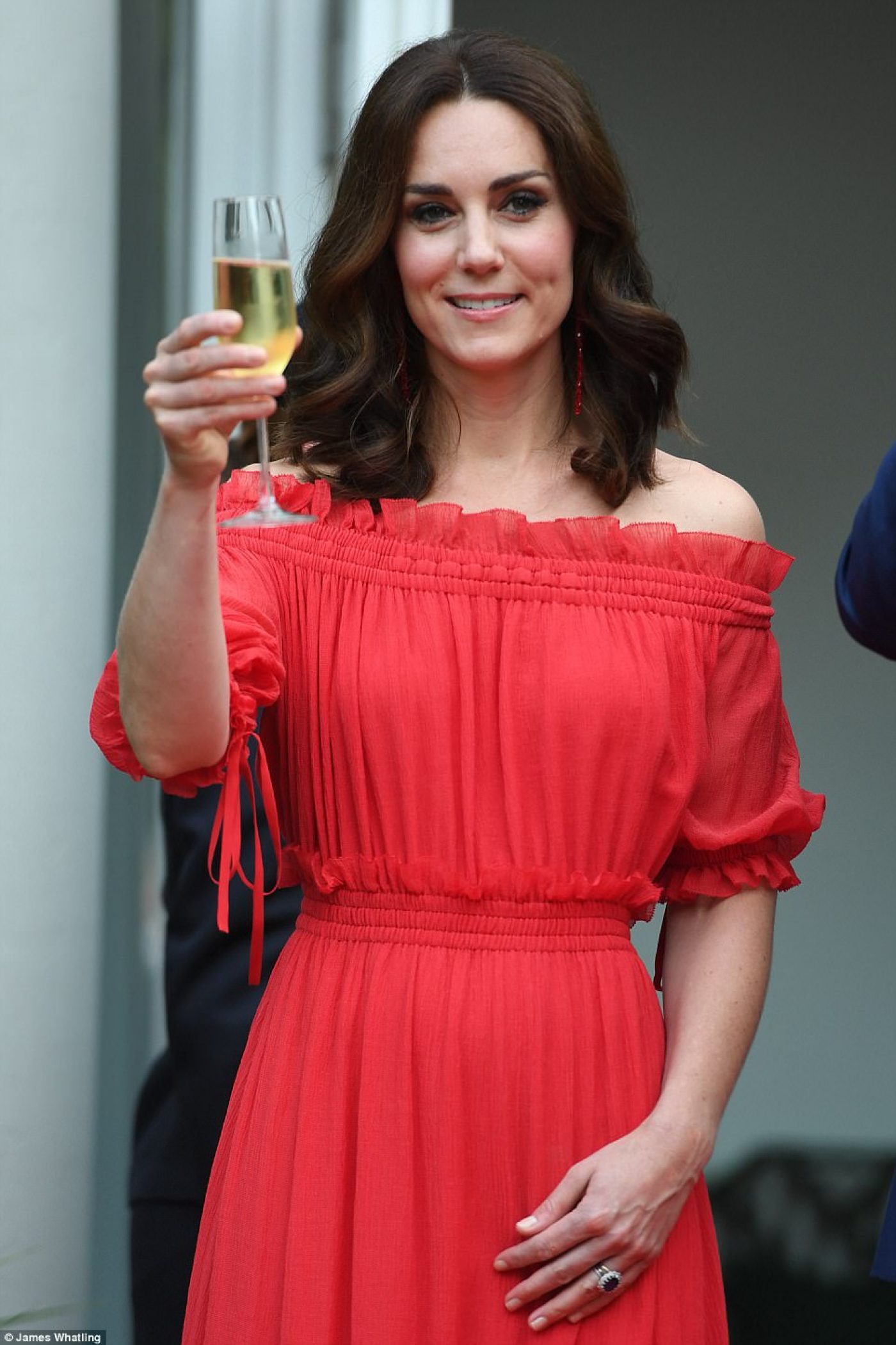 Kate Middleton Opts For Summer Glamour In This Red Off-the-Shoulder ...