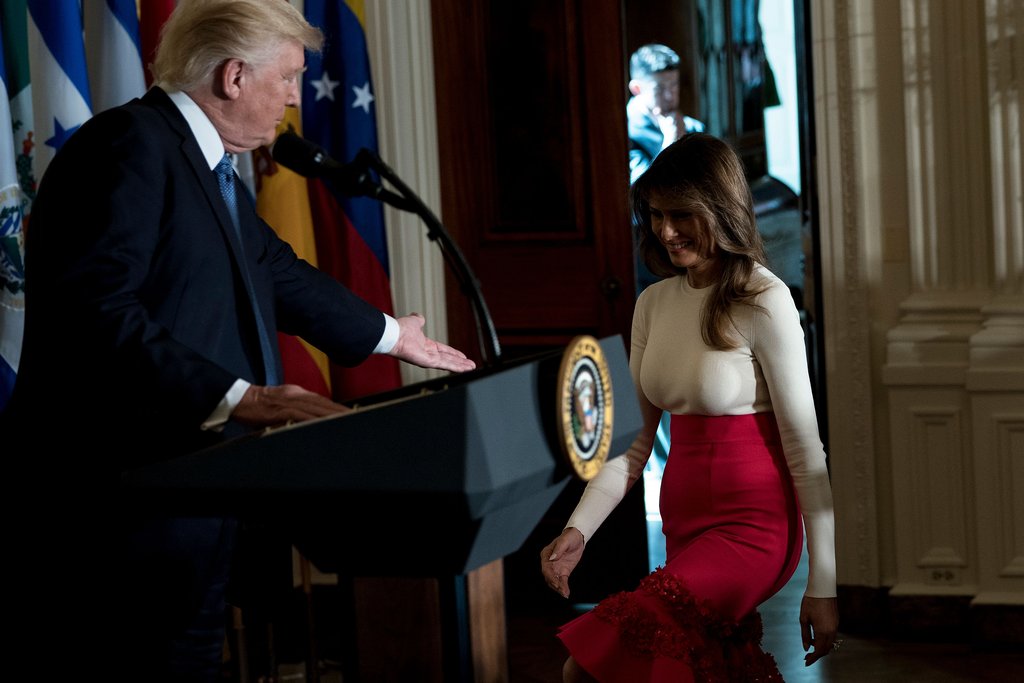 Melania Trump Red Skirt Hispanic Heritage Month