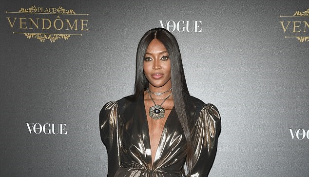 Naomi Campbell Gold Metallic Dress