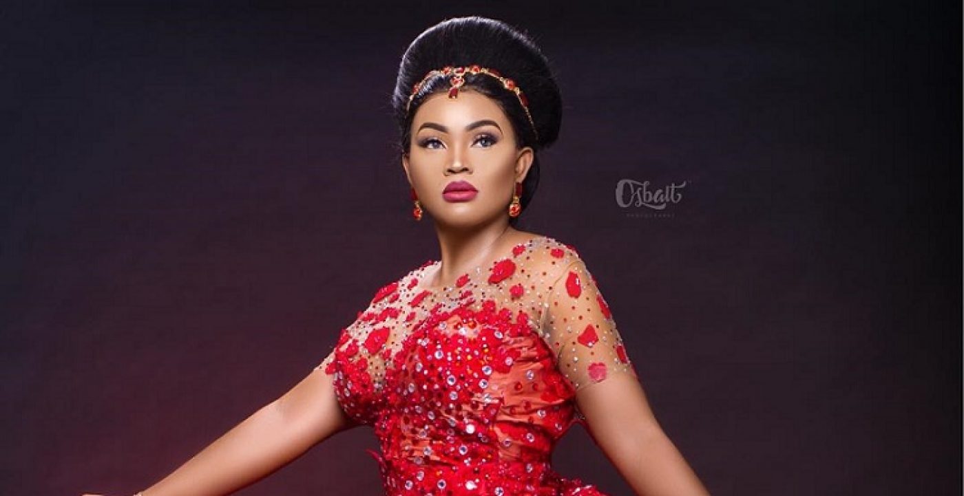 mercy aigbe chiffon gown