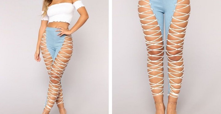 Fashion Nova Wild Thang Lace-Up Jeans