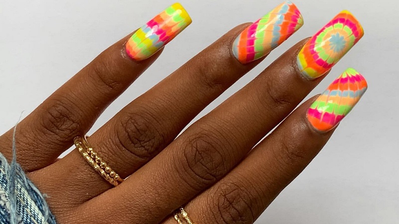 Tie Dye Nail Art Design Ideas