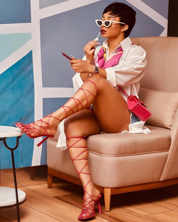Toke Makinwa Is Already Wearing The New Fenty Caged-In Sandals