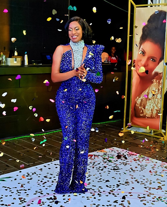 Chika Dazzles In A Sparkly Blue Jumpsuit For Her Star-Studded 35th Birthday Celebration