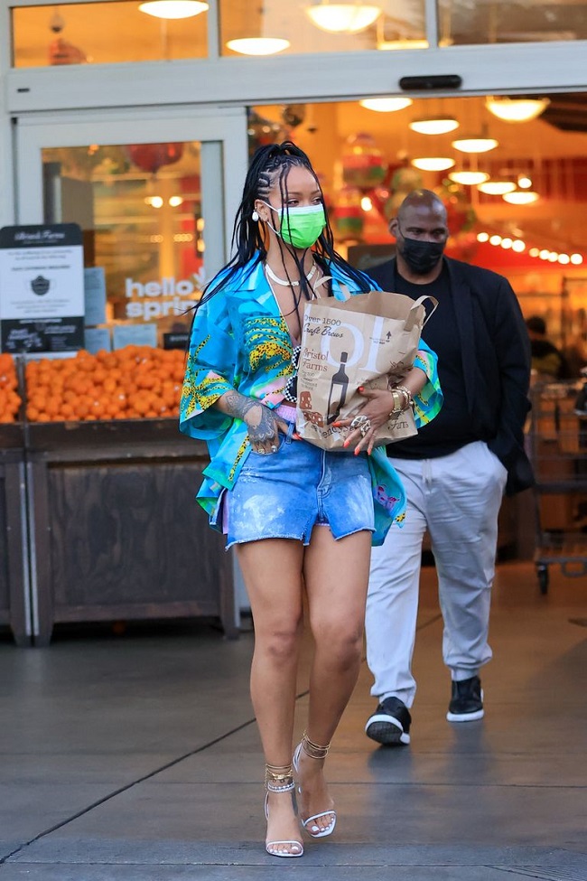 Rihanna Stuns in Hawaiian Shirt and Mini Skirt for a Quick Grocery Errand