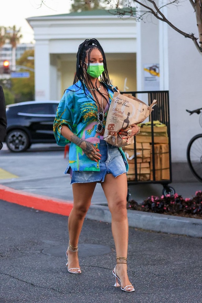 Rihanna Stuns in Hawaiian Shirt and Mini Skirt for a Quick Grocery Errand