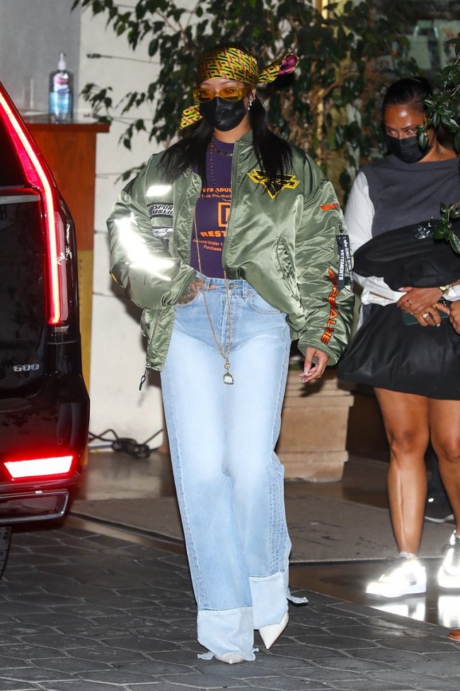 Rihanna Attends Oscar 2021 After-Party In Vetements Jacket