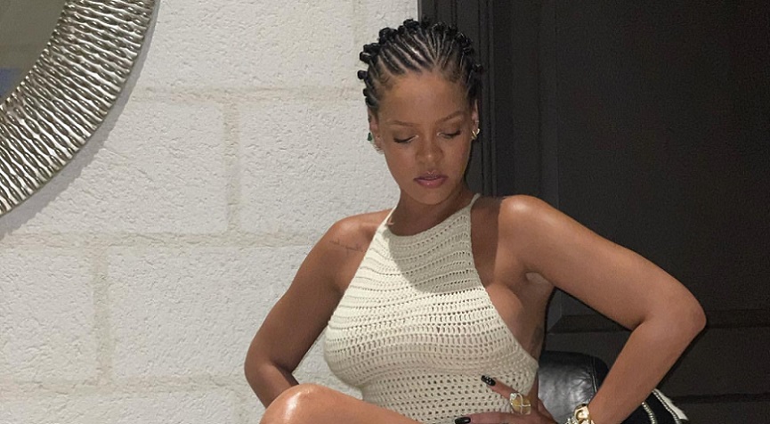Rihanna Choose A Mini Crochet Dress To Show Off Her Glowing Skin On IG