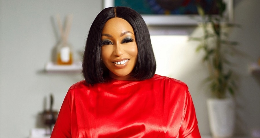 Rita Dominic is Impeccably Dressed in Red Mini Dress and Matching Court Shoes
