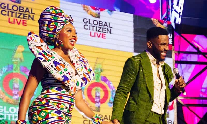 Nancy Isime in Zulu inspired dress at Global Citizen Live