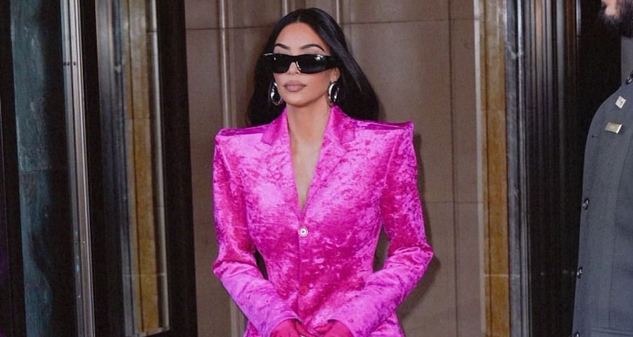 Photo of Kim Kardashian Wearing Pink Suit