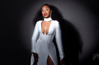 Sharon Ooja Went for a White Dress With Super High Double Slit at AFRIFF 2021