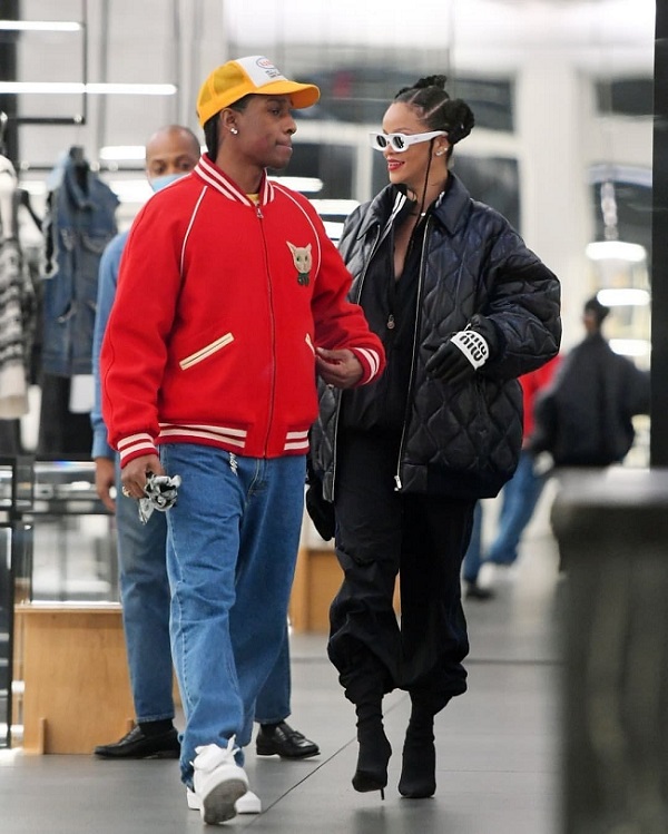 Rihanna Bundles Up In A Quilted Jacket For A Shopping Trip With A$AP Rocky