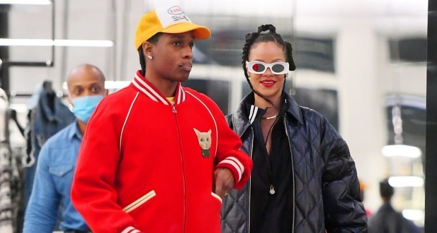 Rihanna Bundles Up In A Quilted Jacket For A Shopping Trip With A$AP Rocky