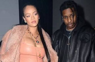 Rihanna Wraps Up Her Baby Bump In A Clingy Leather Mini Dress