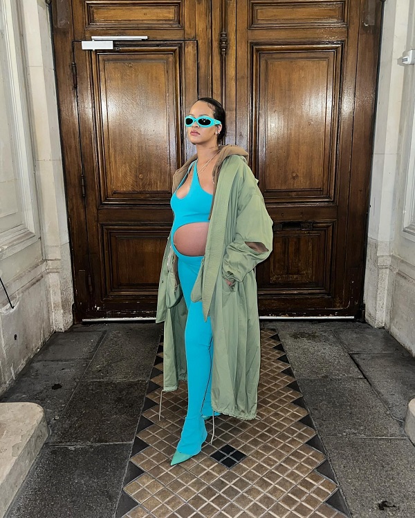 Rihanna Wearing Stella McCartney Catsuit Paris Fashion Week Autumn/Winter 2022