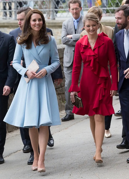 Kate Middleton Wearing Emilia Wickstead Blue Coatdress For A Visit In Luxemburg in 2017