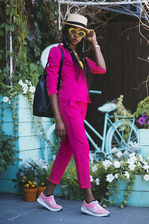 Photo of African American Woman Wearing Hot Pink Outfit