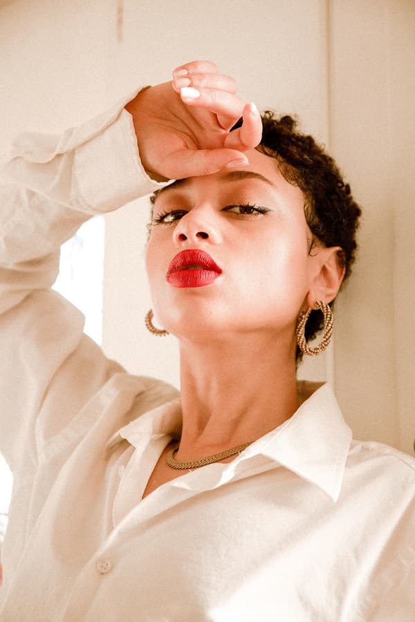 Woman wearing red lipstick image 