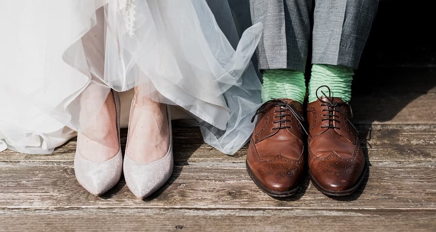 Bride and groom shoes photo