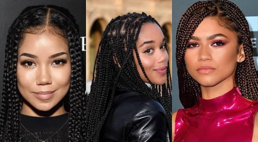 Celebrities wearing knotless braids