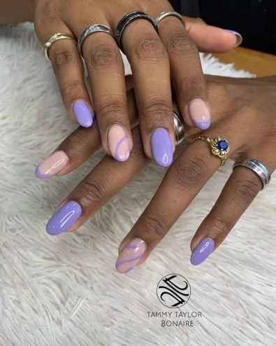 Purple Almond Shaped Nails