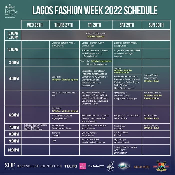 Heineken Lagos Fashion Week Schedule 2022