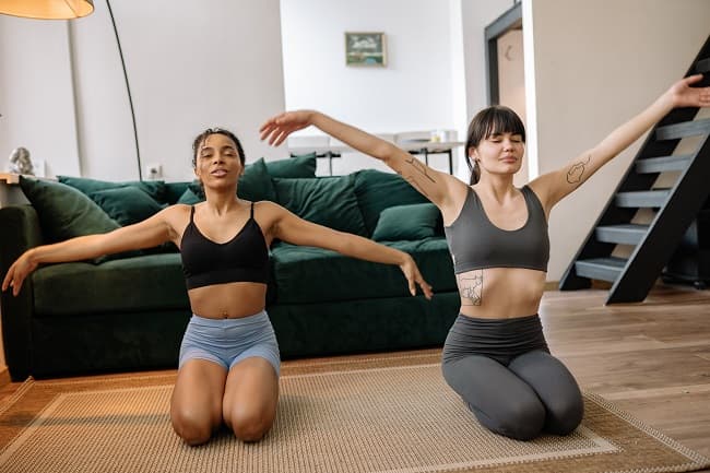 Photo of women exercising in at home