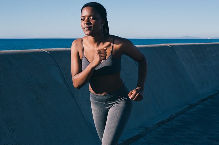 African American Woman Running Exercise