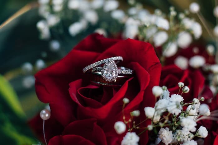 Gold and gemstone engagement ring photo