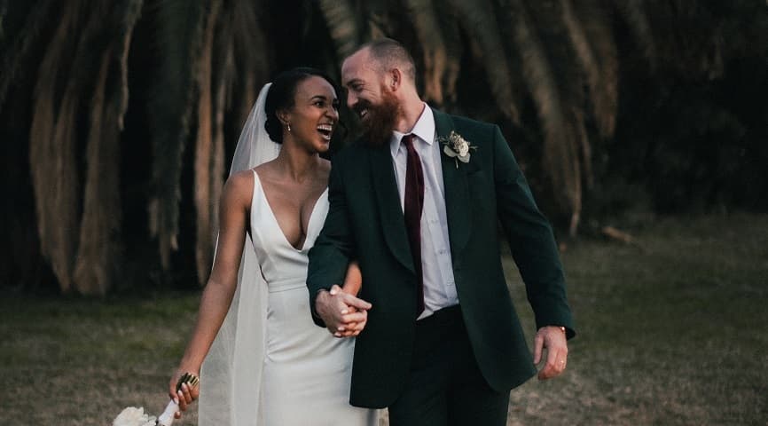 Happy bride and groom photo