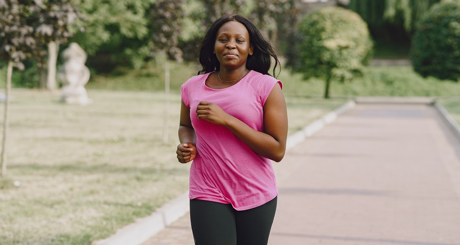 African American woman jogging exercise