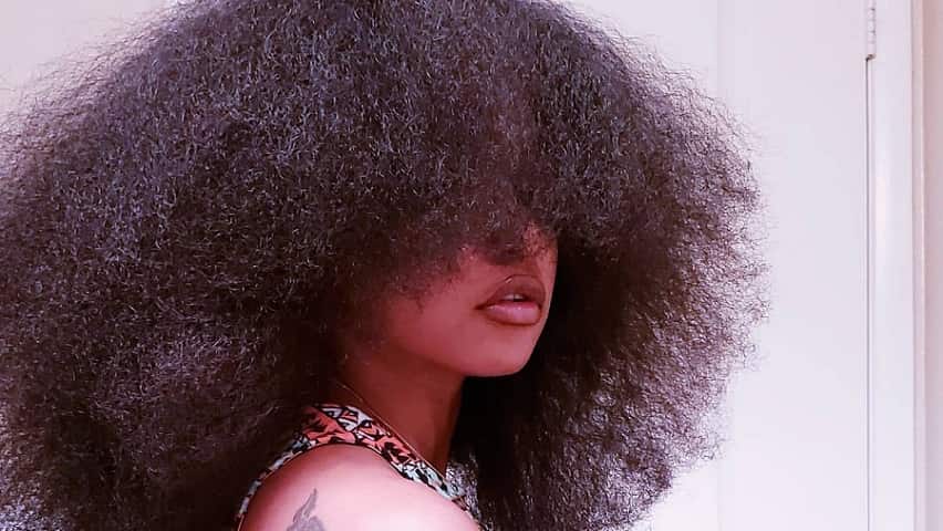 African american woman with big afro hair
