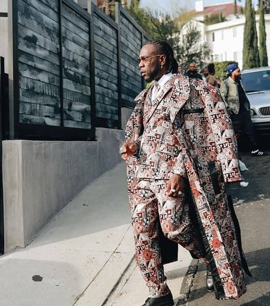 Burna Boy African prints pantsuit at the 2020 Grammy awards -Fashion Police Nigeria