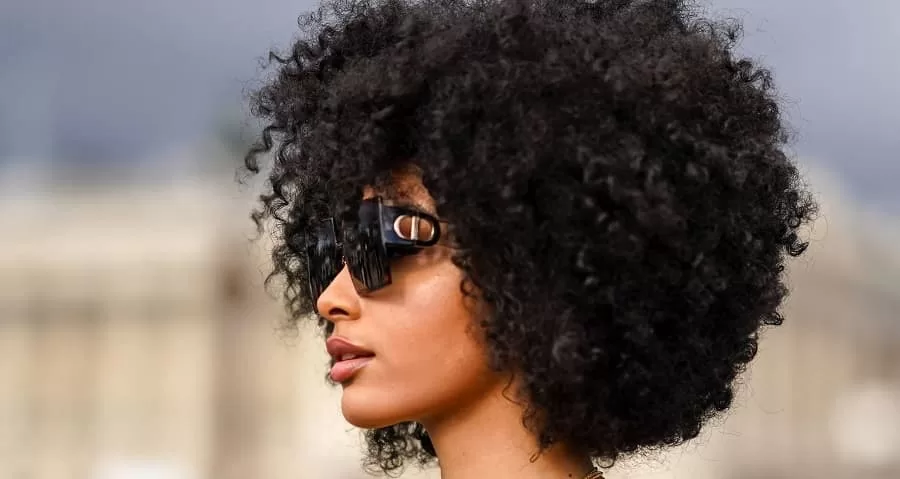 Woman with voluminous afro hair