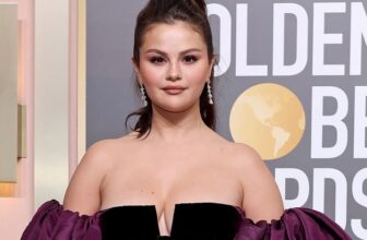 Selena Gomez 2023 Gold Globe Dress - Fashionpoliceng.com