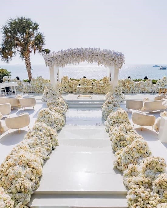 white floral outdoor wedding decoration ideas photo