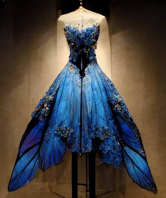 A stunning AI-generated butterfly dress by designer Koo No Yakata 