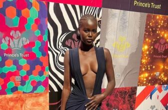 Adut Akech Goes Braless In A Super Plunging Dress For Prince’s Trust Gala In NYC