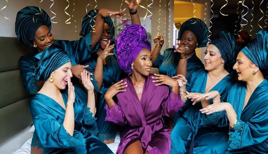 Photo of a bride and her bridesmaids during her bridal party - Fashion Police Nigeria