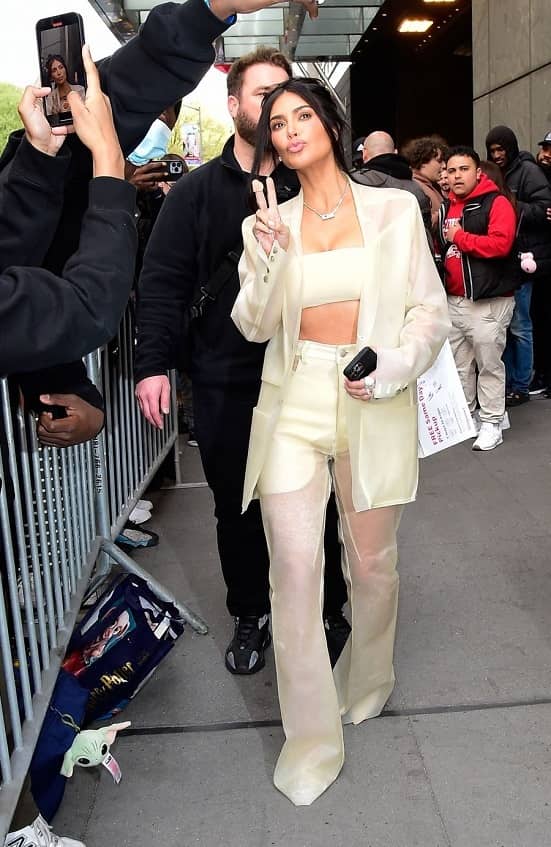 Kim Kardashian attends TIME100 gala and summit in a see-through pantsuit photo - Fashion Police Nigeria