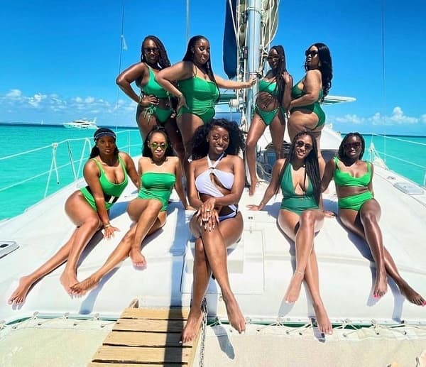 Photo of bride and bridesmaids during bridal shower on a yacht- Fashion Police NG