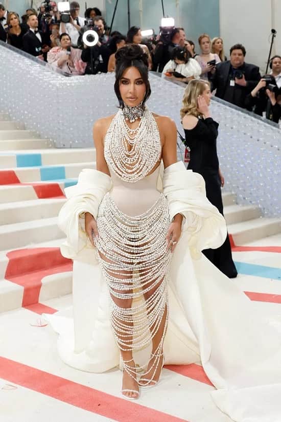 Kim Kardashian met gala 2023 pearl dress photo - Fashion Police Nigeria